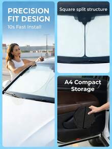 1pc Universal Car Sun Visor, Silver Coated Fabric Steering Wheel Cover, Front Window Sunshade Heat Protection, Suitable For All SUV, Truck And Sedan Steering Wheels - A - View 8