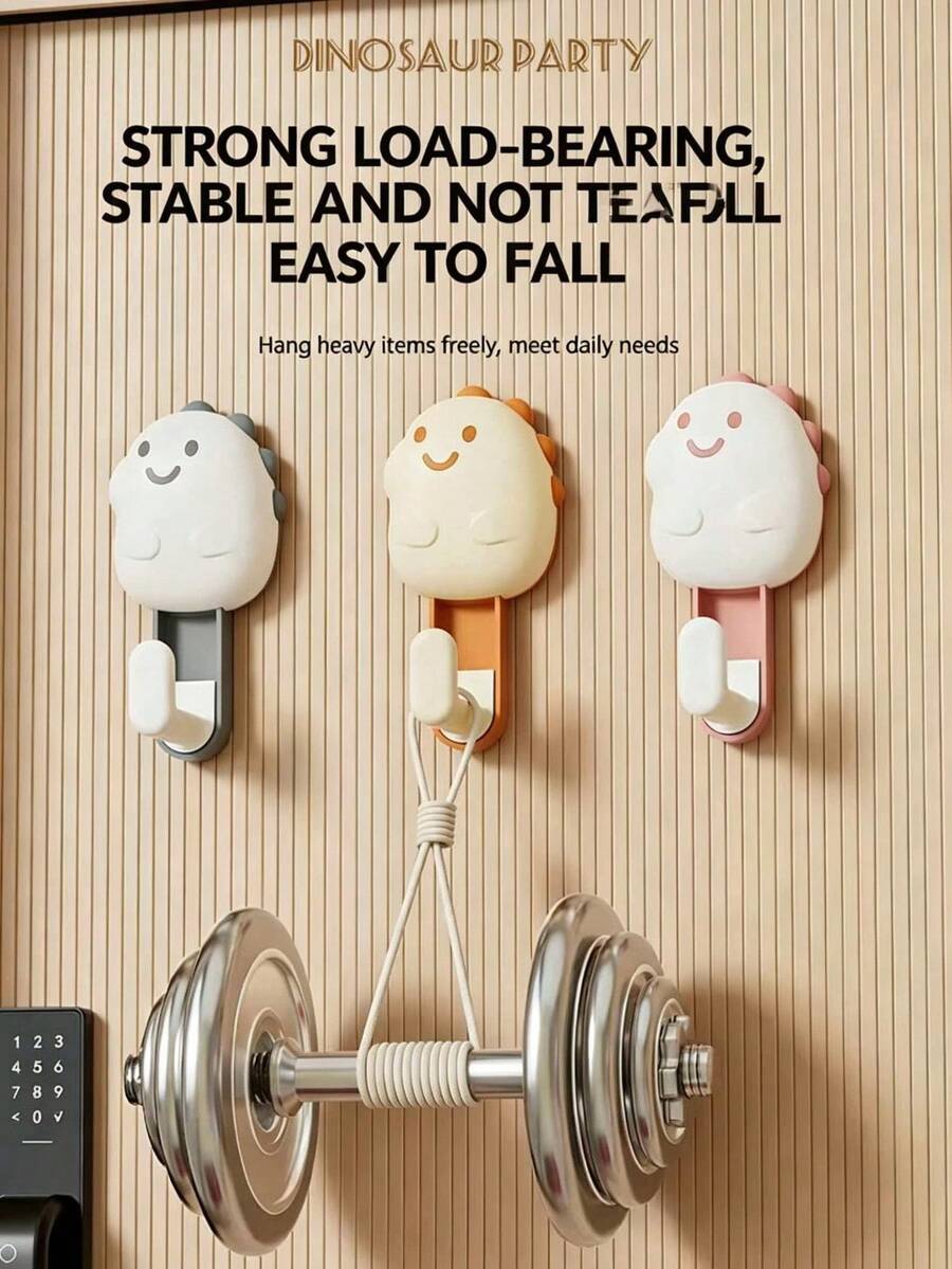 Cartoon Dinosaur Strong Adhesive Hook Damage-Wall Hanger For Bathroom Kitchen Bedroom Cute Storage Organizer Reusable Sticky Hooks Heavy Duty Stainless Steel Non-Marking Adhesive Wall Mount Holder - View 1