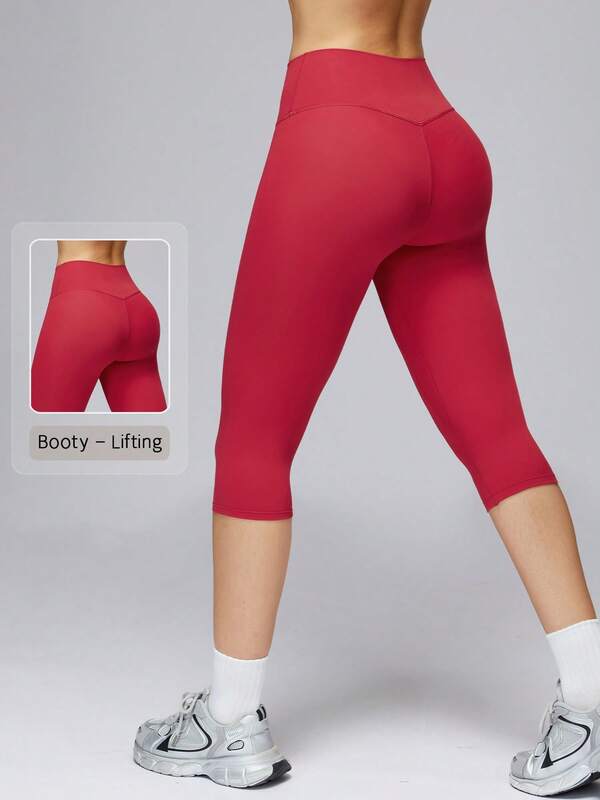 NcmRyu 1 pieza de pantalones cortos deportivos de cintura alta con control de abdomen y levantamiento de glúteos para mujer, unicolor, efecto adelgazante, longitud media