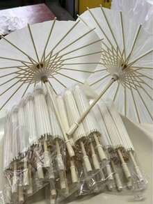 10 Set Of Paper Umbrellas Of Different Sizes, Suitable For Festival And Wedding Decorations And Accessories. Handmade Bridal Umbrella, Party Supplies. - White - View 9