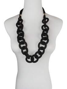 MARLIWOO 1pc O-Ring Chain Long Necklace, Multi-Way Wear, Tassel Gothic Style, Personalized Exaggerated Niche Jewelry - Black - View 2