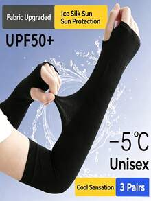 3pcs Summer Ice Silk Arm Sleeves Men's Gloves Arm Covers Women's Sun Protection Cool Arm Warmers - Multicolor - View 7