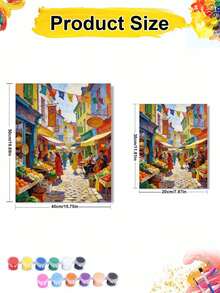 Colorful Street Market Scene DIY Oil Painting By Numbers Painting Crafts Adult Home Decoration 8x12/16x20inch Holiday Gifts Frameless - Sets - View 5