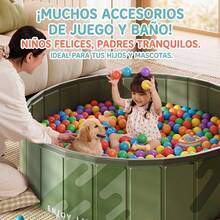 Bañera Circular Plegable Portátil de 80cm Diámetro, Capacidad 60.3L Resistente al Desgaste, Mini Piscina Infantil, Bañera para Mascotas y Zona de Juegos de Pelotas - A - Ver 4