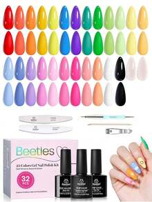 Beetles 凝膠指甲油套組，果凍凝膠指甲油套組含底層油與頂層油，可浸泡卸除美甲系列，適合 DIY 美甲 - 彩色 - 查看 22