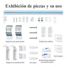 Cortinas para Janelas Sem Furos, Estore Enrolável de Dupla Camada Dia e Noite, Cortinas para Quarto, Sala e Cozinha com Paragem Livre e Regulação de Luz, Fácil Instalação, Vários Tamanhos - Bege - Ver 9