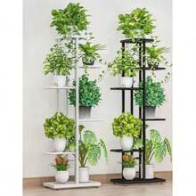 1pc Iron Flower Stand, Black, White Minimalist Fashion Plant Rack, Living Room, Balcony Decoration Shelf, 4-8 Layers Multi-Tier Storage Rack, Multi-Functional Storage Rack - Black - View 3