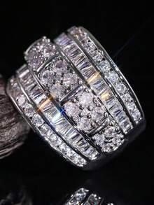 1pc Elegant Cubic Zirconia Ring, Women's Wedding Engagement Party Jewelry Valentine's Day Gift - 1# - View 6