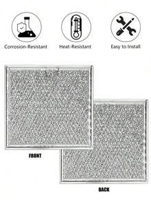 2 Pieces Microwave Grease Filter Replacement For GE WB02X11534 Washable Aluminum Mesh With Long Side Pull Tab - Silver - View 8