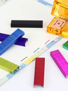 1 Set/1000pcs Colorful Staples, Universal Office Supplies Staples, Document Staples, Book Staples, Staple Consumables, Office Supplies Accessories - Multicolor - View 3
