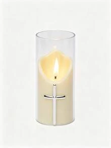 1pc Hot-Selling Cozy Creative Atmosphere Cross Electronic Candle Light Ornament, Decorative Small Lamp For Living Room, Bedroom, Bedside Table, Suitable For Multiple Scene Arrangements - Beige - View 4