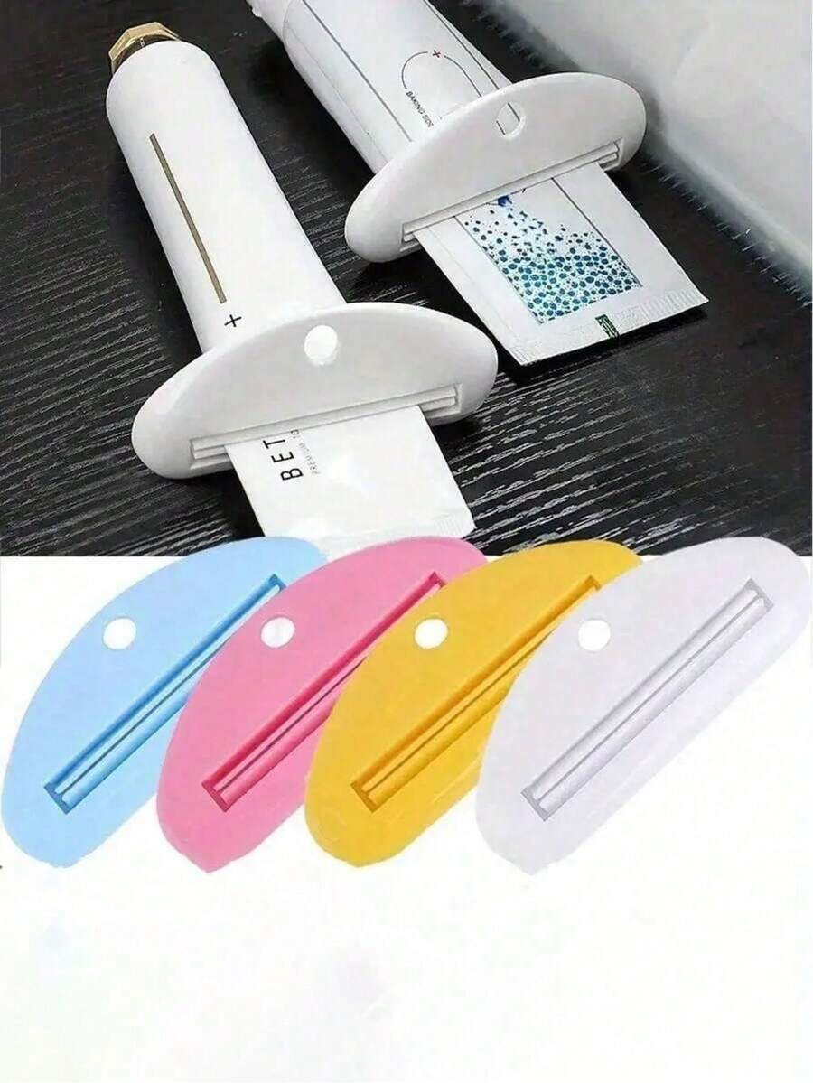 1/4 Manual Multi-Function Toothpaste Squeezer, Universal Tube Holder Clip, Can Squeeze Toothpaste, Facial Cleanser, Skincare Products, Bathroom Sink Storage Organizer Small Item, Convenient Home/Dormitory Toiletries Accessory - Multicolor - View 1