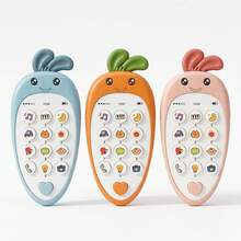 Ljud- och ljusleksak för spädbarn, pedagogisk tidig inlärningsleksak med knappar, realistisk telefon för tandning (batterier ingår ej) - Multifärgad - Visa 1