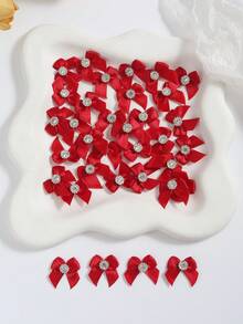 50pcs 2.5cm Mini Satin Ribbon Bows With Rhinestones, Multicolor Small Decorative Bows For DIY Hair Accessories, Doll Dressing, Gift Wrapping - View 16