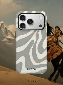 GIIPPA 1pc Grey Asymmetric Wavy Pattern Design, Phone 17 Pro Max Phone Case, Compatible With Phone 16 Pro Max, 15 Pro Max, 14 Pro Max, Korean-Style High-End Fashionable And Interesting Phone Case, Compatible With 11/12/13/14/15/16 Pro Max Plus, Elegant Design Suitable For Men And Women, Perfect Gift For Girlfriend On Christmas, Valentine's Day, Easter, Wedding Season And Birthday! - Multicolor - View 7