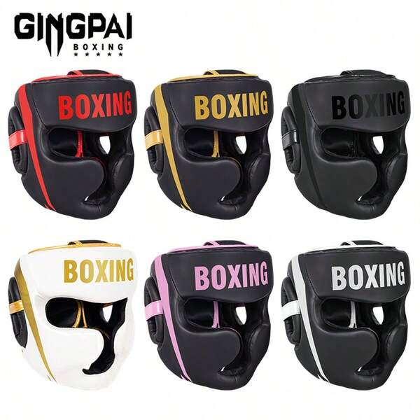 GINGPAI Gençler İçin Sanda Boks Muay Thai Kaskı Yüz Maskesi Boks Kaskı Unisex Antrenman Koruyucu Ekipman Taekwondo