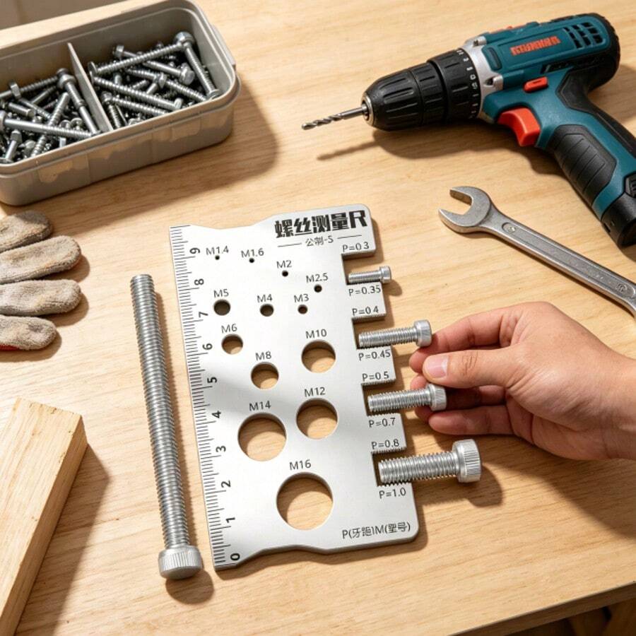 Thread Checker Screw Measurement Ruler Stainless Steel Caliper Metric Gauge Tool For Measuring Screw Pitch Bit Bolt Nut Screw - Multiple Styles - View 1