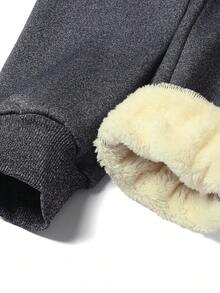 Men's Winter Fleece Lined Joggers, Multi-Pocket Zipper Decor Drawstring Waist Comfortable Casual Long Pants - Dark Grey - View 8
