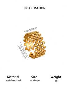 1PC Vintage Textured Multi Row Ball Bead Rings For Women Gold Color Stainless Steel Multi-Layer Beaded Open Ring Wide Band Stackable Finger Jewelry - Multicolor - View 7