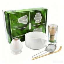 5PCS Middle Eastern Style Matcha Starter Kit Comes With Spouted Matcha Bowl, Bamboo Matcha Whisk, Whisk Holder, Matcha Scoop And Powder Sifter, Complete All-In-One Matcha Tools. Great For Traditional Matcha Tea Ceremony, - Multicolor - View 7