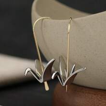 DIYCCPC Dual-Color Paper Crane Ear Hooks, Suitable For Women, Gentle And Elegant, Multi-Functional Accessory For Daily Wear, Dates And Vacations - Silver - View 4