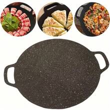 Korean BBQ Grill Pan, Non-Stick Round Griddle With Handles, Lightweight Double-Bottom Round Grill Pan For Stove Top, Induction, Gas, Camping And Outdoor BBQ, Multi-Functional Pan For Meat, Pancakes And Ribs - Multicolor - View 3