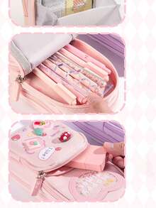 Large Capacity Multi-Function Student Pencil Case, Portable Large Size Pencil Storage Box, Back To School Gift, First Day Of School - Multicolor - View 3