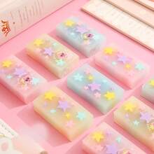 3pcs Random Pastel Starry Sky Erasers, Novel 3D Star Pattern Mini Colorful Eraser Blocks, For Office Desk Decoration, Diary Crafting Stationery - Multicolor - View 6