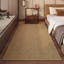 Schlafzimmerteppich aus Kunst-Sisal-Leinen, Bettteppich für das Hauptschlafzimmer, japanischer Wabi-Sabi-Stil, Premium rutschfeste Bettmatte - cremefarben - Übersicht 1