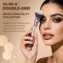MAANGE 6件組化妝刷套組，臉部刷、底妝刷、腮紅刷、遮瑕刷、修容刷、鼻影刷、眼影刷、細節刷、底刷、打亮刷，適用於日常面部化妝，暈染配件，女性與女孩的禮物 - 彩色 - 查看 12