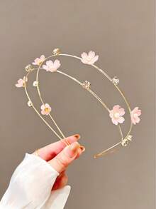 2pcs Elegant Double Layer Floral Rhinestone Headband Sweet Girl Hair Accessory - Multicolor - View 4
