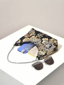 (隨機圖案) 肩背包、亮片包、花卉熱門、刺繡包、女士手提包、晚宴、派對穿搭、舞蹈配件、婚禮用品、優雅、禮物 - 彩色 - 查看 6