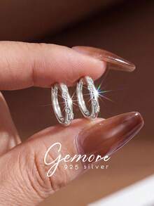 1 Pair Rhinestone Stud Earrings, 925 Sterling Silver Material, Minimalist Casual, Women's Earrings, High-End Jewelry Gift, Holiday Gift, Birthday Gift, Suitable For Women's Daily Wear - Zirconia Earrings With Diamonds - View 6