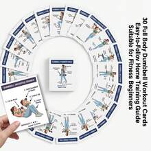 30pcs Full Set - Easy To Follow - Dumbbell Fitness Exercise Cards, Full Body Strength Training Illustrated Cards, Home Personal Trainer Workout Reference Cards, Full Body Shaping Fitness Cards, Beginner Fat Loss Strength Training Reference Cards, Full Body Muscle Group Exercise Illustrated Cards - Dumbbell Fitness Flashcards 4 - View 7