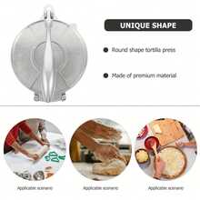 1pc Tortilla Press-A Tool For Making Tortillas, Tacos, Flatbreads, And Dumpling Wrappers; Aluminum Press (Silver)-Easy To Clean; Suitable For Tortillas, Pizza Dough, Dumpling Wrappers, And Bread Dough.Suitable For Home And Professional Use. - Multicolor - View 4