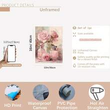 1 peça de tela sem moldura 2D plana, pintura artística de rosa cor-de-rosa e frasco de perfume, decoração de parede em tela, adequada para casa, escritório, sala de estar, quarto e café - presente perfeito para Halloween, Natal, estética vintage - C - Ver 13