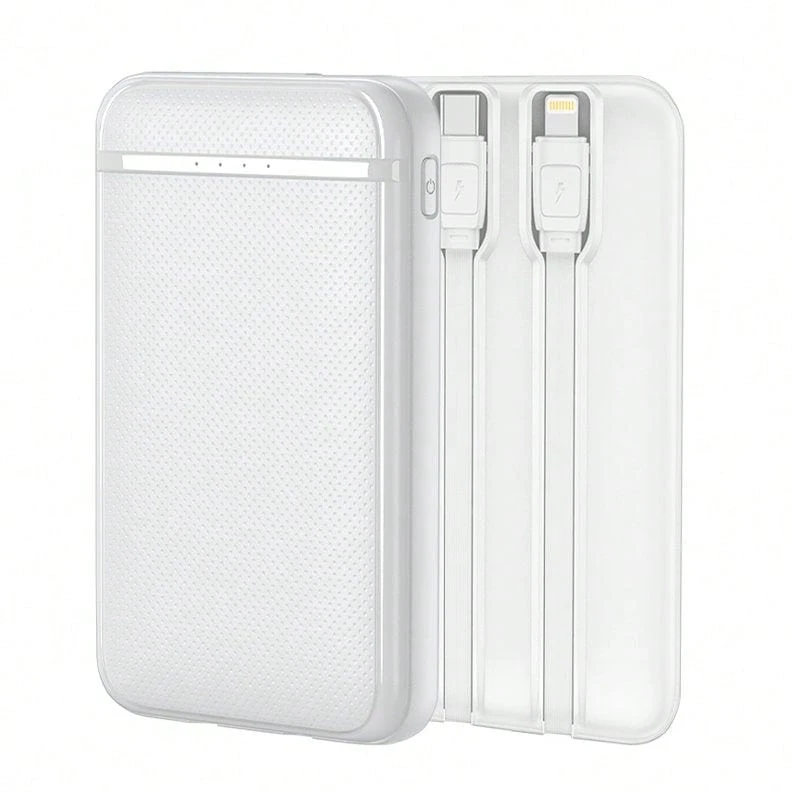 Bateria Externa Power Bank 5000 mAh COOL (2 Cables: TIPO C / Lightning) Blanco - Blanco - Ver 1