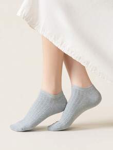 5 Pairs Women's Pure Cotton Invisible Socks, Ribbed Thin Low-Cut Socks, Moisture-Wicking, Odor-Resistant, Breathable Casual Socks - Multicolor - View 10