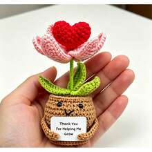 1pc Pink Heart Woven Flower Companion, Designed To Light Up Your Day. Pleasant Appearance And Inspiring Message Card Are Perfect Gifts For Your Lover. - Multicolor - View 4