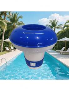 5 Inch Floating Chlorine Dispenser/Floating Dispenser Pool/Chlorine Tablet Bucket Pool/Floating Dispenser Chlorine Dispenser/Suitable For Indoor And Outdoor Pools SPA/Blue And White Color - A - View 8