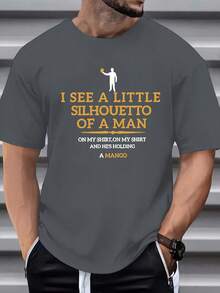 The Men Are Very Good,I Saw A Small Silhouette Of A Man,He Is Holding A Piece Of Clothing With A Mango Pattern Print T Shirt . - Black - View 7