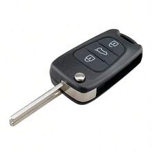 Carcasa de reemplazo de llave de coche con chip de entrada sin llave de 3 botones en color negro, compatible con Kia y SsangYong, por favor compare el tamaño de la llave original antes de comprar - A - Ver 3