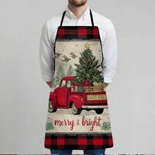 Christmas Tree Pattern Printed Apron, Unisex Fashionable Home & Workwear, Cooking Kitchen Apron, Durable & Easy To Clean, BBQ Apron, Washable & Reusable, Kitchen & Restaurant Supplies, Work Apron, Party Apron, Suitable For Kitchen, Restaurant, Cooking, Baking, Gardening, Painting, New Year Gift - Multicolor - View 6