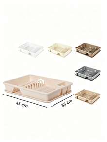 Detachable Plastic Dish Drying Rack With Drain Tray, Multi-Grid Cutlery & Plate Storage Organizer, Space Saving Kitchen Countertop Dish Holder For Home Apartment Kitchen Utensil Drying Storage - Random Color - View 9