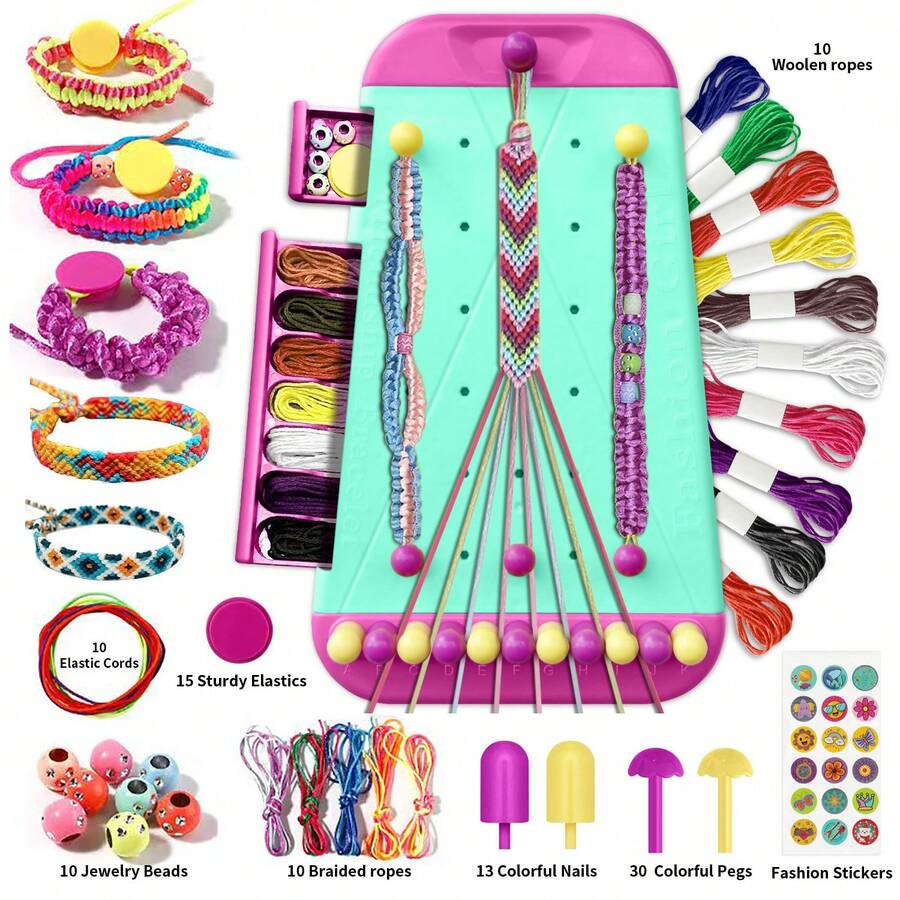 Girls Handmade Woven Rope Bracelet Making Kit, Children's Art Friendship Bracelet DIY Handmade Jewelry Set, Birthday Christmas Holiday Gift