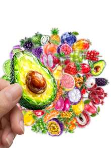 50pcs Shiny Gem Tropical Fruit Sticker Pack, Crystal Cut Assorted Summer Fruit Vinyl Stickers, Suitable For Notebooks, Luggage, School Diaries, Scrapbooks, Back To School Season - Multicolor - View 3