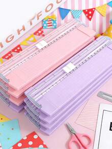 2 PCS Paper Dual-Direction Sliding Cutter, Paper Trimmer, With Replacement Blades, Mini Scrapbook Cutting, Photo Cropping Machine, First Day Of School - Multicolor - View 1