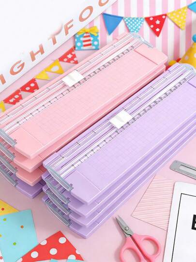 2 PCS Paper Dual-Direction Sliding Cutter, Paper Trimmer, With Replacement Blades, Mini Scrapbook Cutting, Photo Cropping Machine, First Day Of School