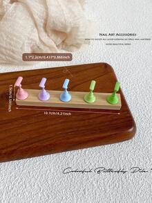 3D Long Rectangular Right-Angle Wavy Wood-Like Acrylic Resin Base With Aurora White Alloy Gold White K Nail Holder Practice Stand Set, Korean-Style Floral Laser DIY For Home, Outings, Women, Mom, Sister, Wife, Girlfriend, Wedding, Nail Salon, Beauty Parlor, Valentine's Day - Multicolor - View 27