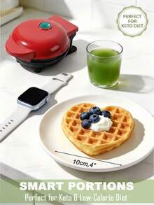 SCISHARE 1pc Mini Waffle Maker, 10cm Waffle Mold, Water-Based Non-Stick Coating, Easy To Clean, 350W Fast Heating, Compact Design For Drawer Storage, EU Plug, 70cm Power Cord - Ideal For Children And Families To Make Breakfast On Trips And In Small Kitchens - View 4